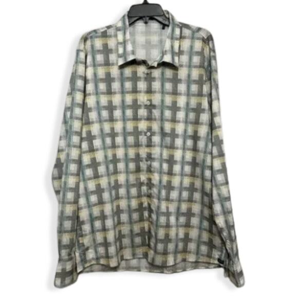 Good Man Button-Up Shirt Plaid Pattern Long Sleeved Multicolor M Size XXL NWOT - Picture 1 of 9
